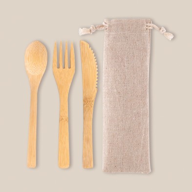 SET DE CUBIERTOS DE BAMBU CORAL