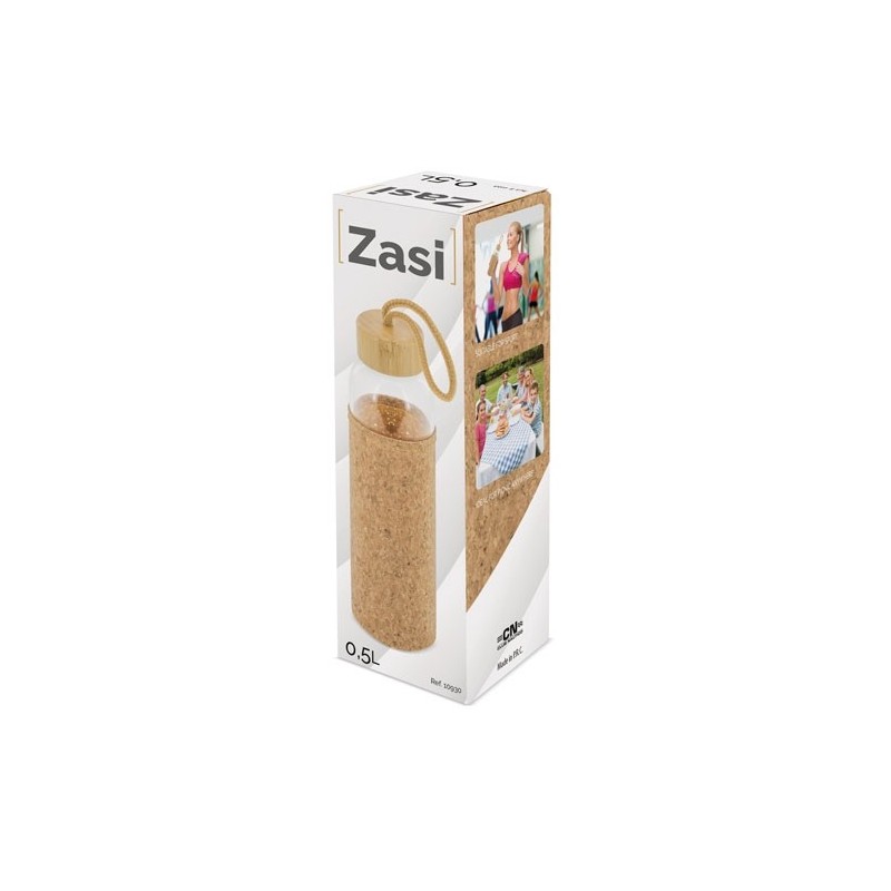 BOTELLA CRISTAL TAPON BAMBU/CORCHO "ZASI"