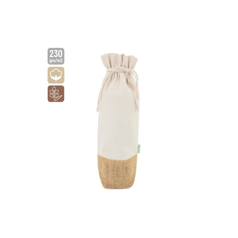 BOLSA VINO DE ALGODON Y JUTE NATURAL