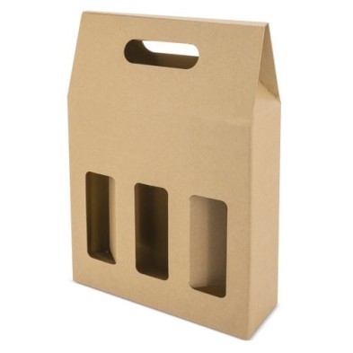 CAJA CARTON VENTANA 3 BOTELLAS "TREVISO"