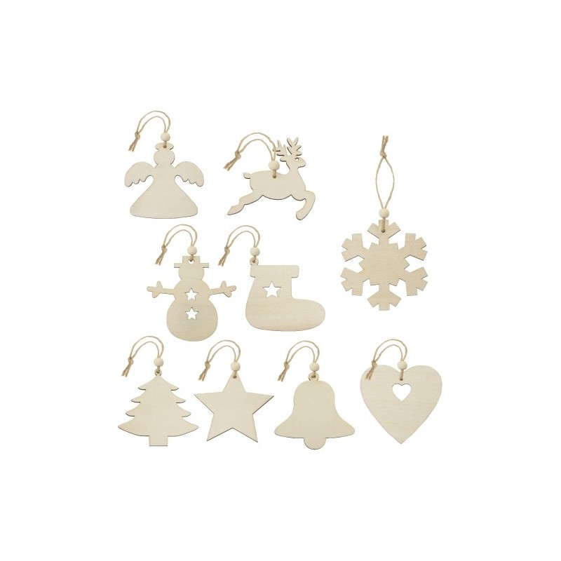 SET ADORNOS DE MADERA (9 PCS) "RUKA"