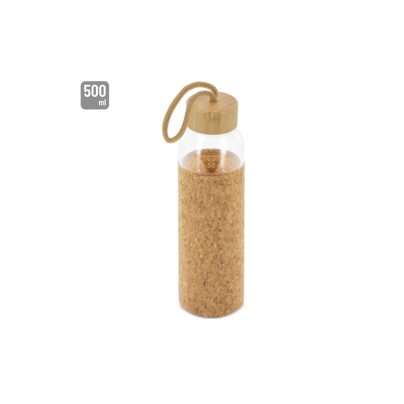 BOTELLA CRISTAL TAPON BAMBU/CORCHO "ZASI"