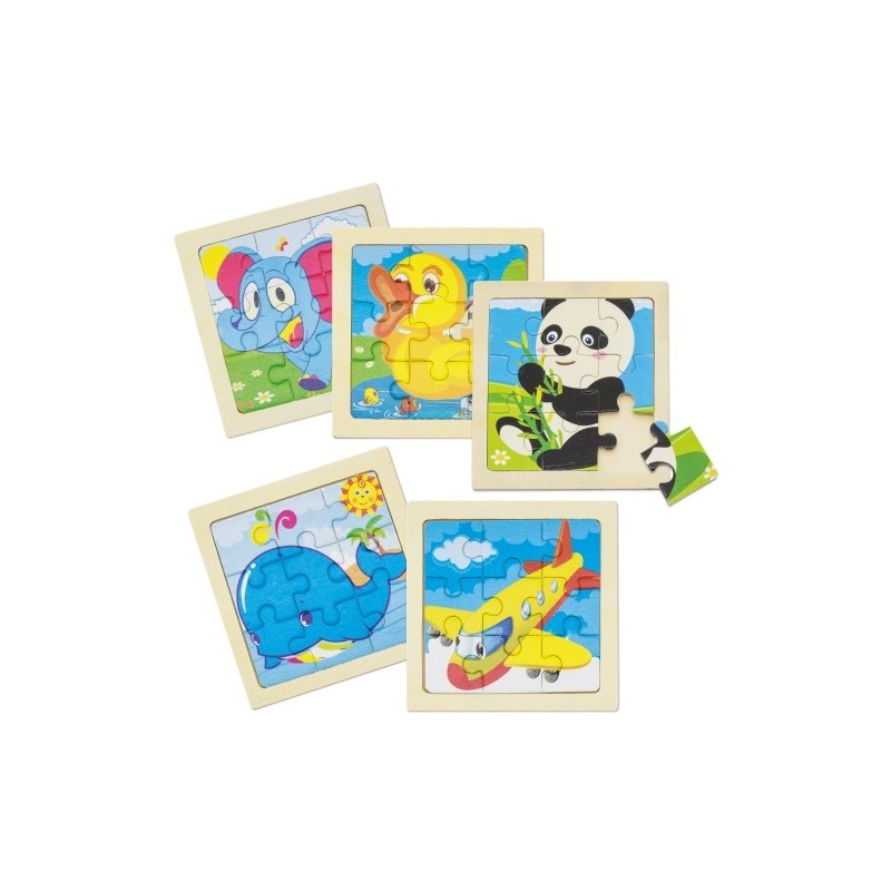 SET DE 5 PUZZLES EN MADERA NATURAL "JUNIOR"