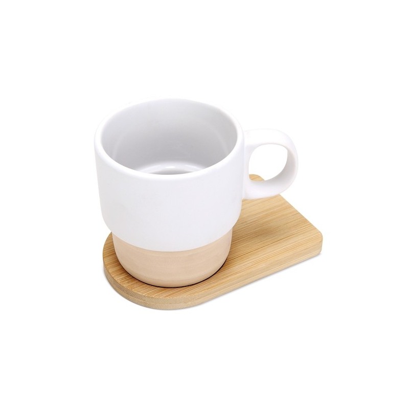 TAZA SUBLIMACIÓN APILABLE Y BASE DE BAMBÚ "GERARD"