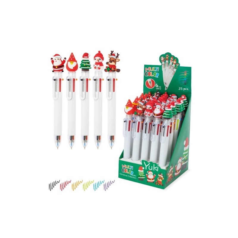 SET NAVIDEÑO BOLIGRAFOS MULTICOLOR "YUKI"